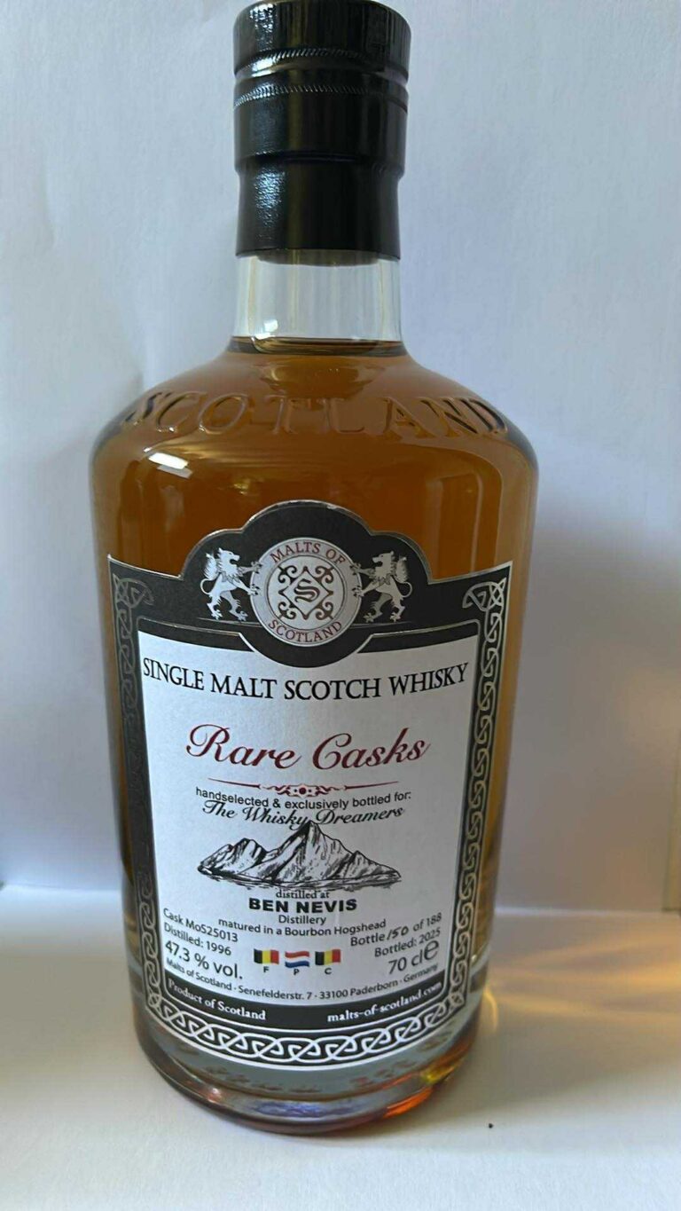BEN NEVIS 1996 private only pick age years in cask van 43 naar 34 en alcohol 47,3 werd 47,4 volume op label werd 568ml description is not mmmm maar mooie fles